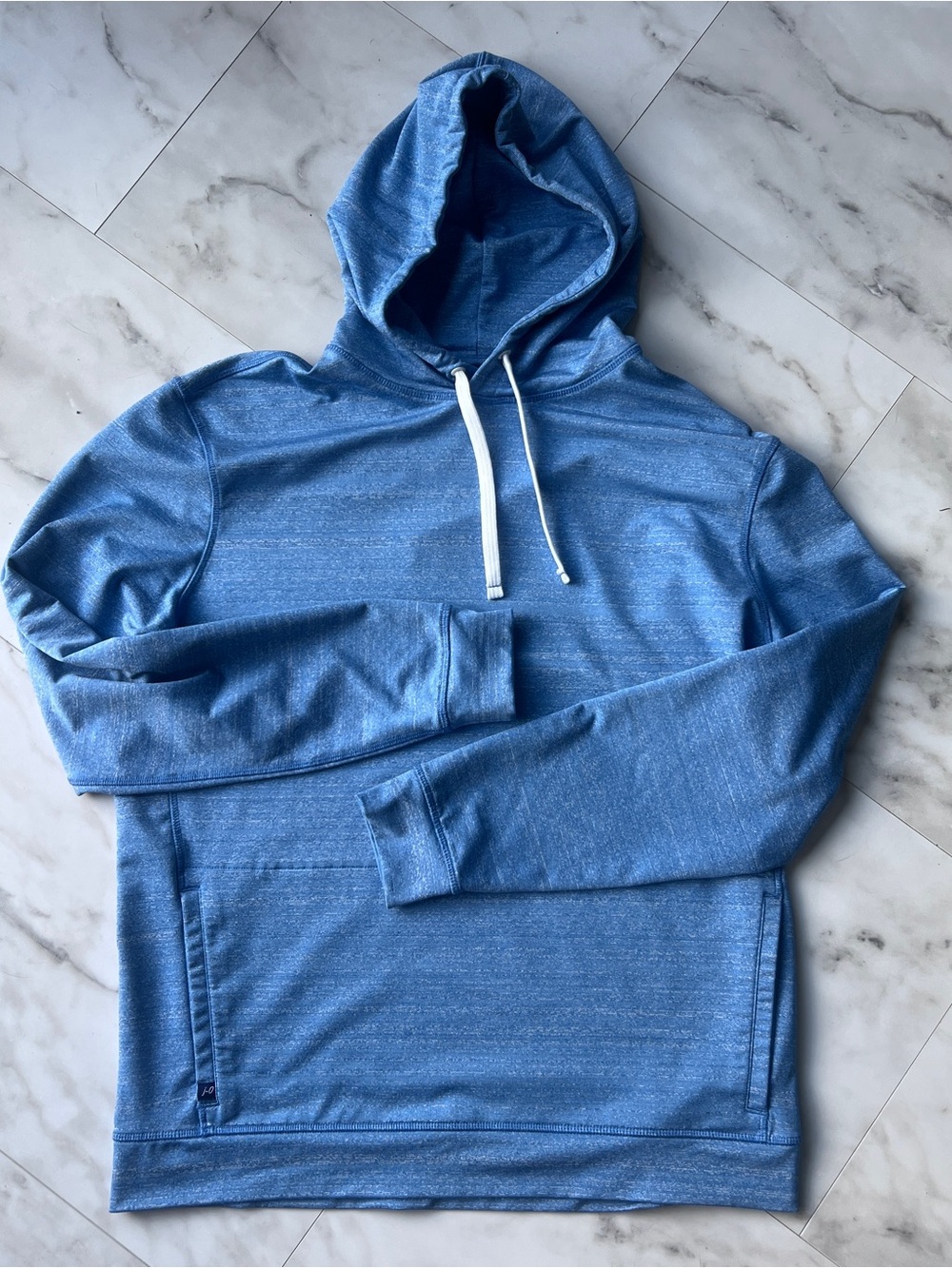 johnnie-O Light Blue Heather Hooded Pullover Sweatshirt Mens Medium